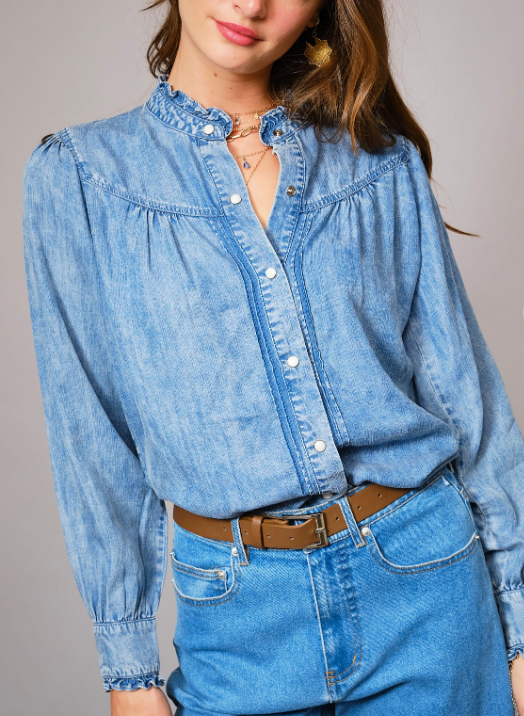 Nothing But A Good Time Denim Blouse