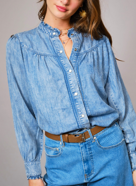 Nothing But A Good Time Denim Blouse