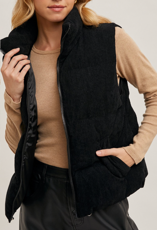Need You To Know Corduroy Vest (Black)
