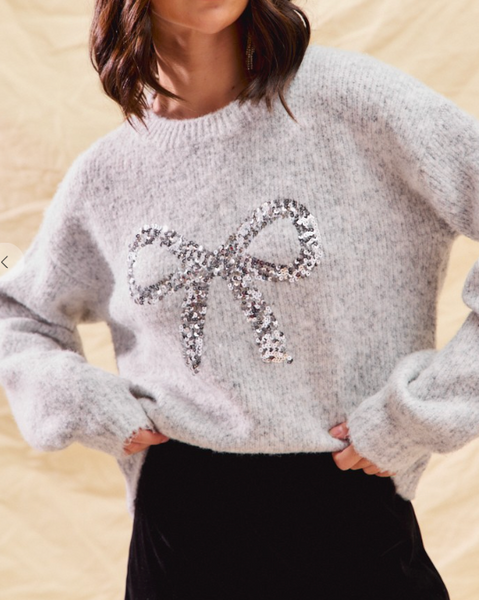Wrapped With Ribbon Sweater (Light Grey)