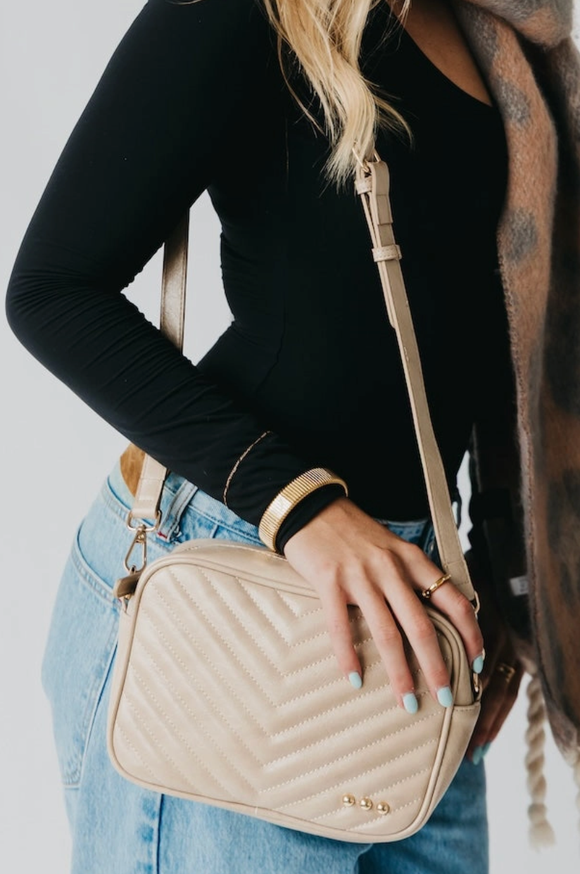 Quilted Crossbody Bag (Taupe)
