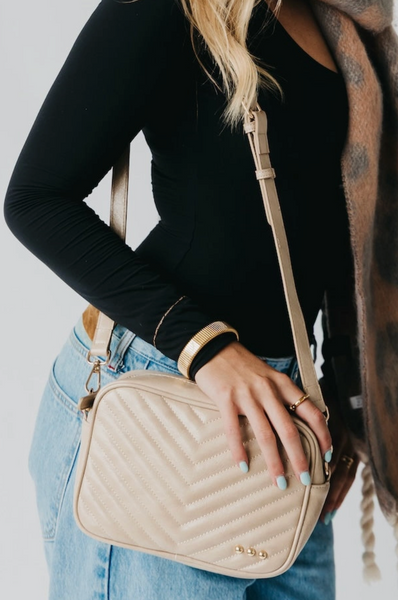 Quilted Crossbody Bag (Taupe)