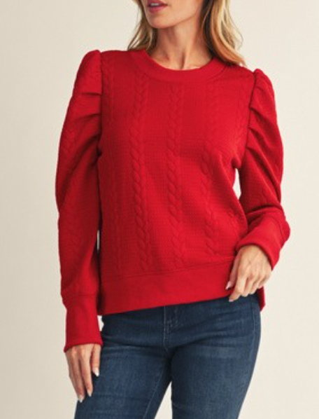 Holiday Cable Knit Pullover (Red)