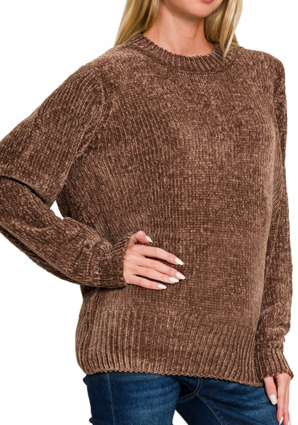 Joy To The World Chenille Sweater (Chocolate)
