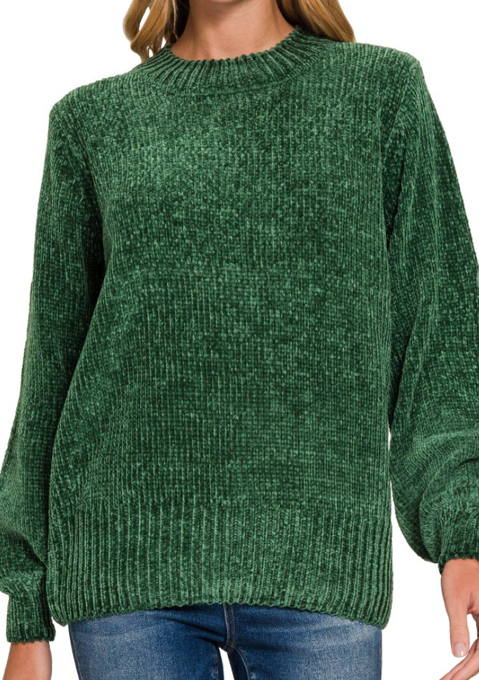 Joy To The World Chenille Sweater (Green)
