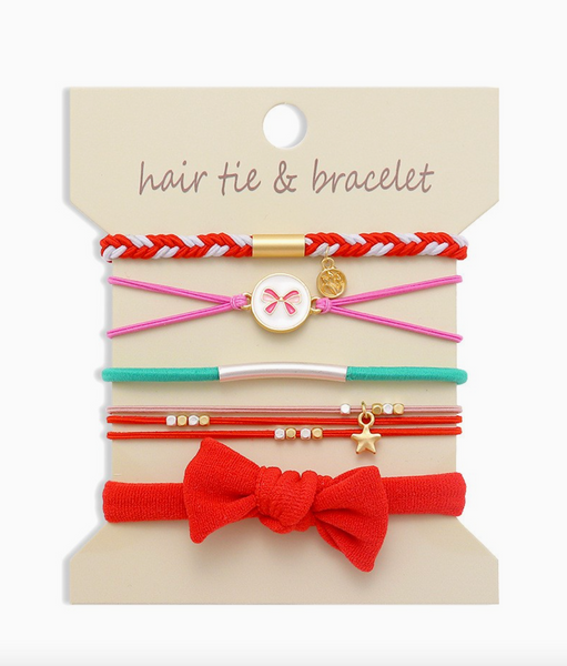 (PRE-ORDER) Oh So Merry Hair Tie/Bracelet Set