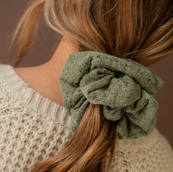 Green Knit Jumbo Srunchie