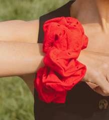 Red Eyelet Jumbo Scrunchie