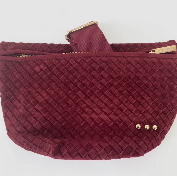 Suede Woven Bum Bag (Wine)