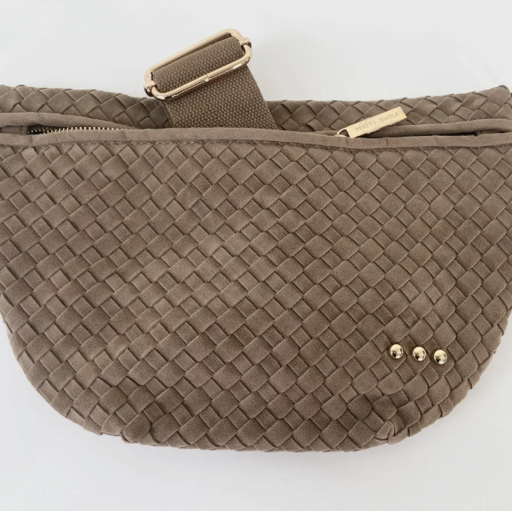 Suede Woven Bum Bag (Taupe)