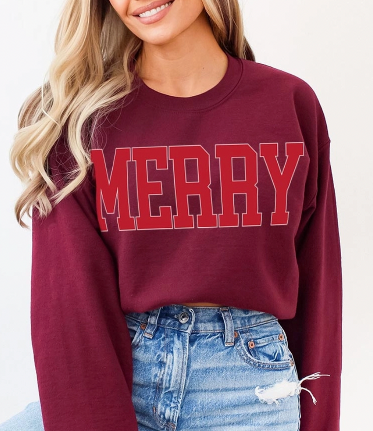 (PRE-ORDER) MERRY Graphic Crew (Maroon)