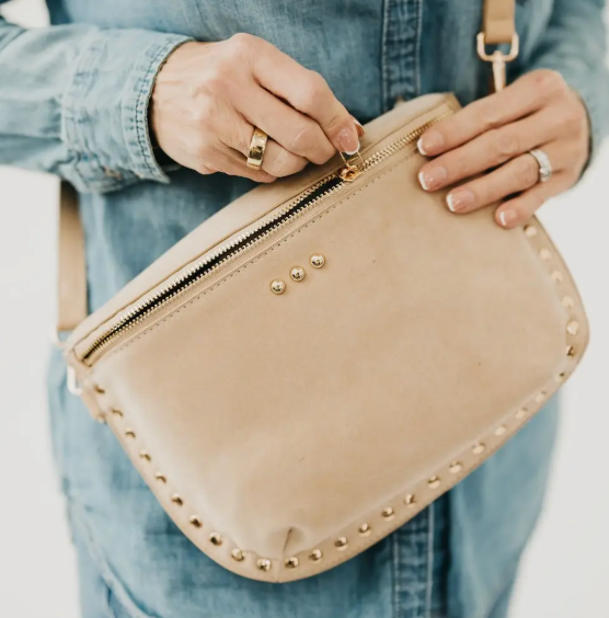 Studded Suede Bum Bag (Oat)