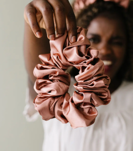 Jumbo Mocha Rose Satin Scrunchie