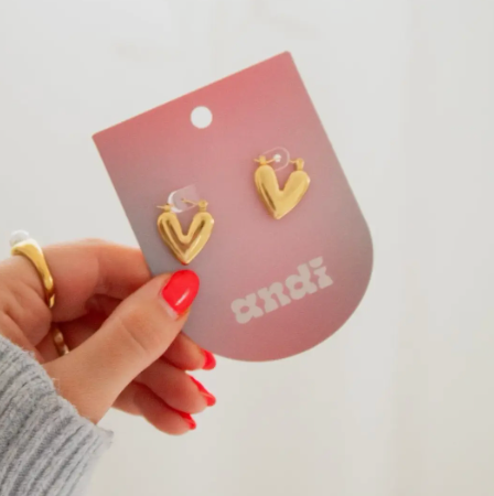 Heart Hoop Earrings (Gold)