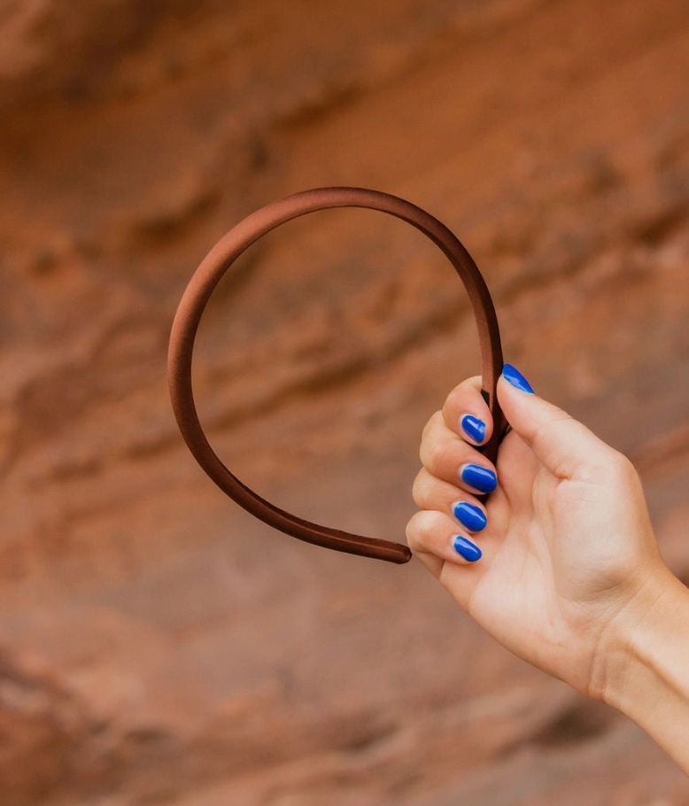Thin Satin Headband (Chocolate)
