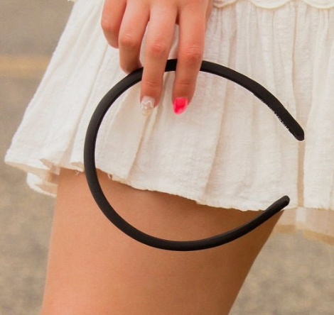 Thin Satin Headband (Black)