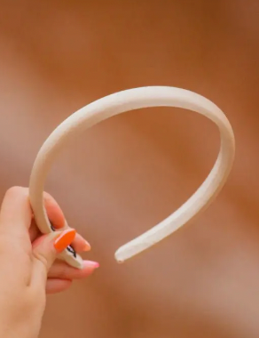 Thin Satin Headband (Cream)