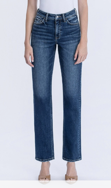 VERVET High Rise Dark Wash Straight Jeans (Myriah)