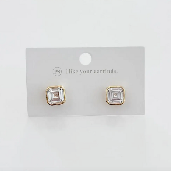 Bezel Stud Earrings