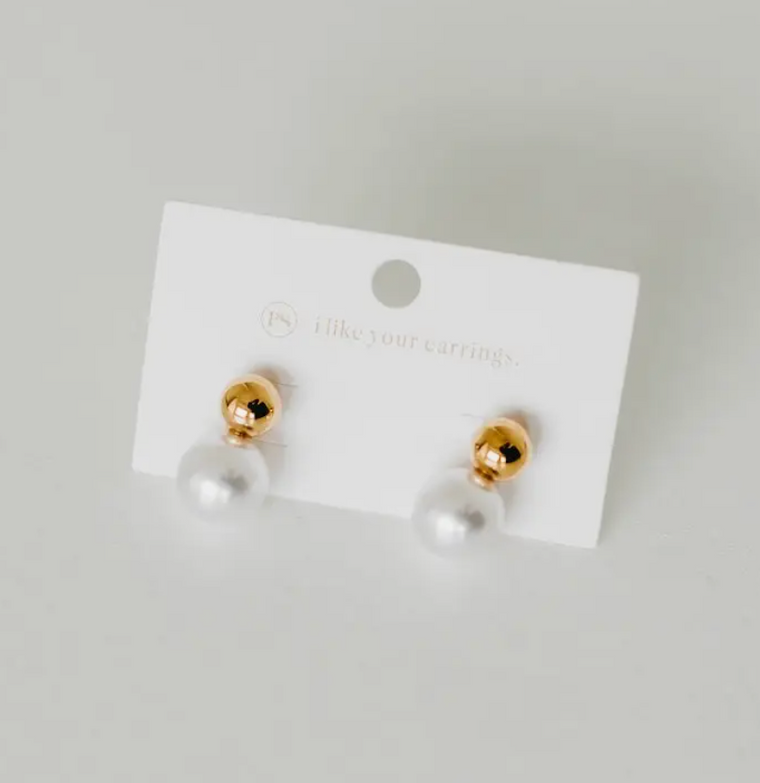 Gold Pearl Stud Earrings