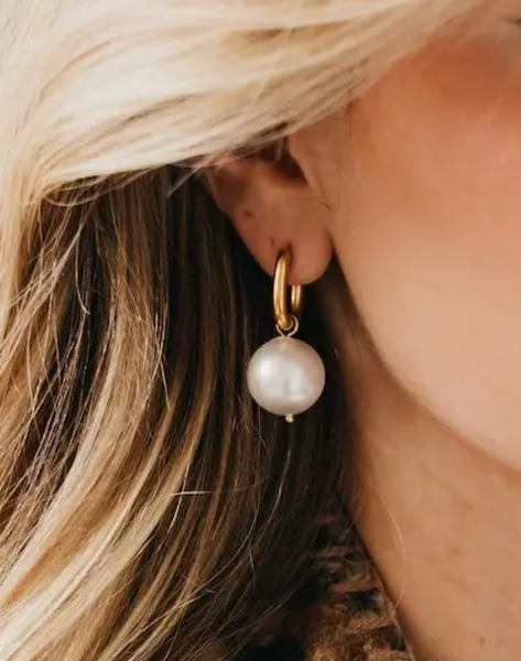 Gold & Pearl Hoop Earrings