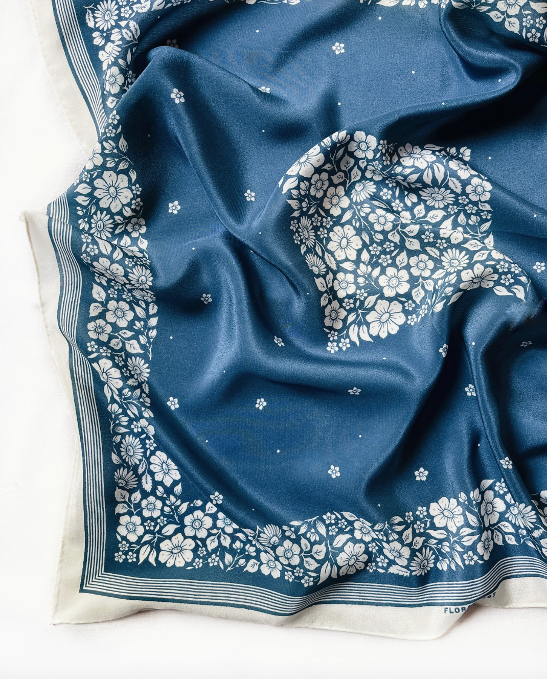 100% Silk Scarf (Blue Floral)