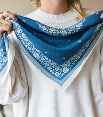 100% Silk Scarf (Blue Floral)