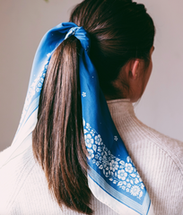 100% Silk Scarf (Blue Floral)