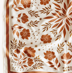 100% Silk Scarf (Cream & Amber Floral)