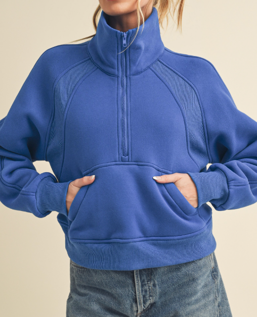 On A Mission Funnel Pullover (Cobalt)