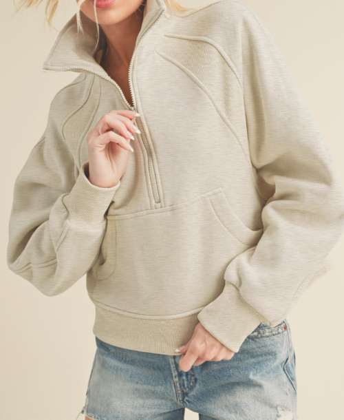 On A Mission Funnel Pullover (Heather Bone)