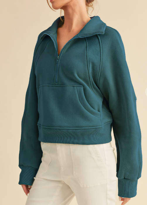 On A Mission Funnel Pullover (Teal)