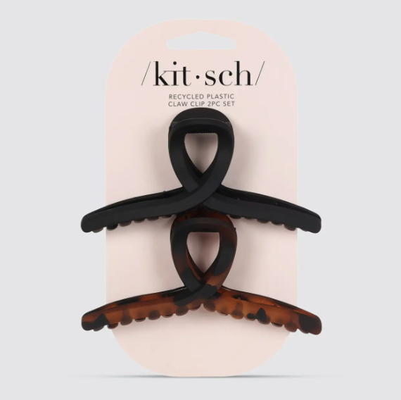 KITSCH 2 Piece Hair Clip (Tortoise & Black)