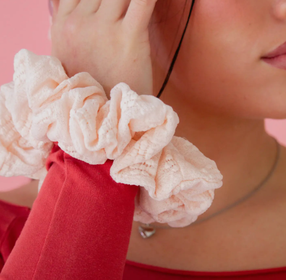 Pink Eyelet Jumbo Scrunchie
