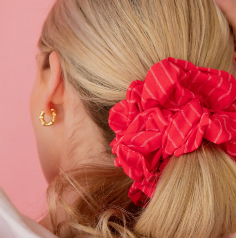 Red Striped Jumbo Scrunchie