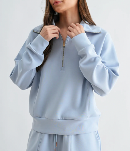 Half Zip Pullover (Light Blue)