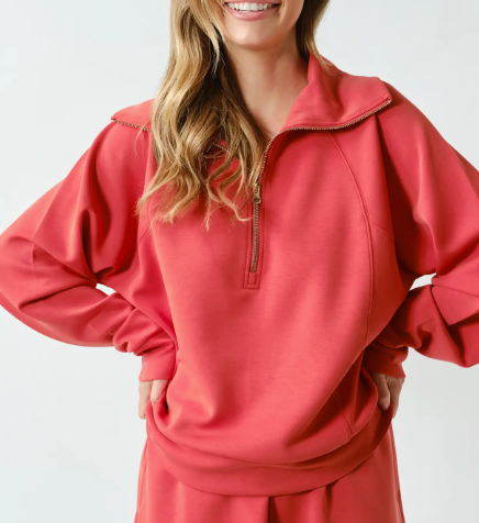 Half Zip Pullover (Brushed Brick)
