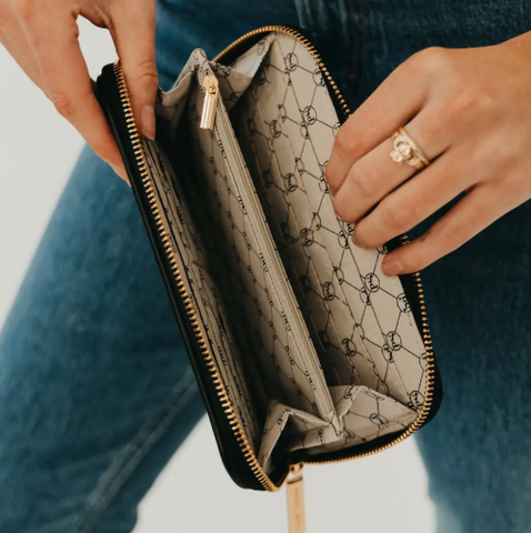 Woven Wallet - Checkered Tan