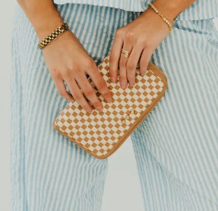 Woven Wallet - Checkered Tan