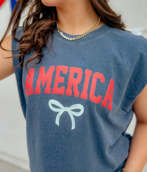 Bow America Muscle Tee - Faded Navy