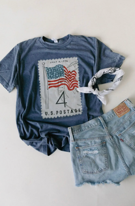 Flag Stamp Tee - Navy