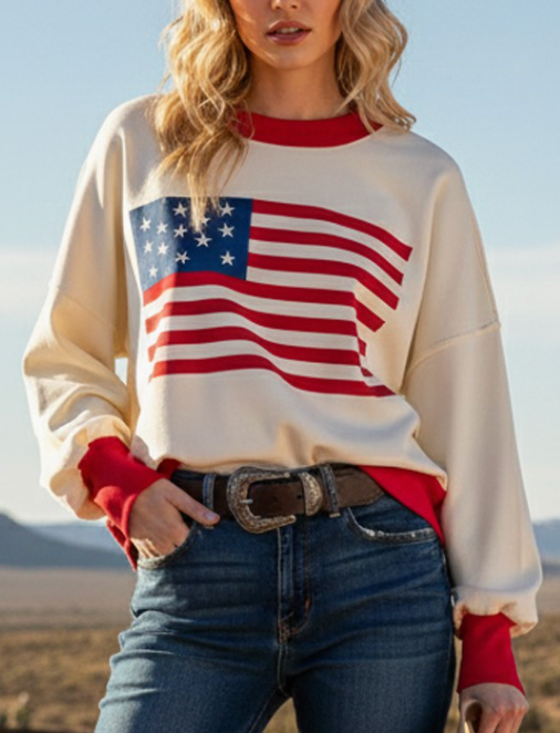 American Flag Pullover
