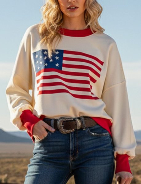 American Flag Pullover