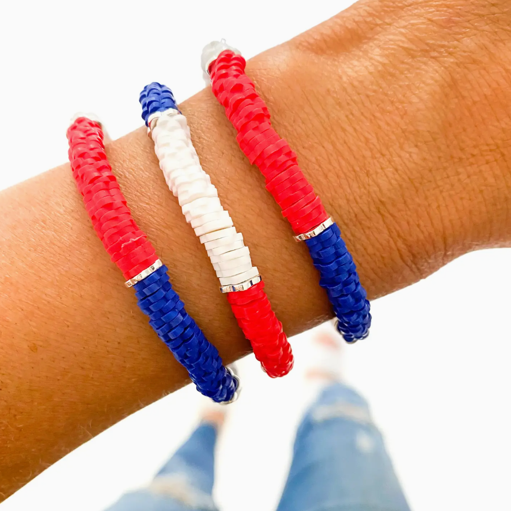Red White & Blue Disc Bracelet