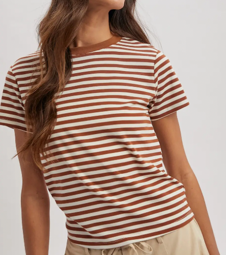Espresso Stripe Basic Tee