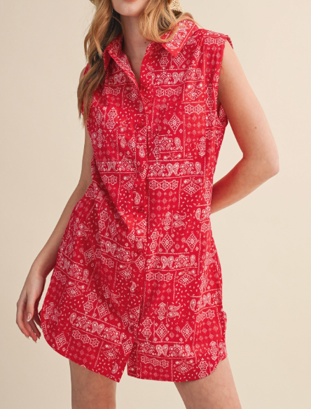 Backyard Bandana Shirt Romper