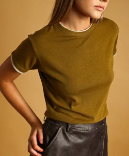 Doubled Up Basic Tee (Olive/Beige)