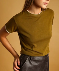 Doubled Up Basic Tee (Olive/Beige)