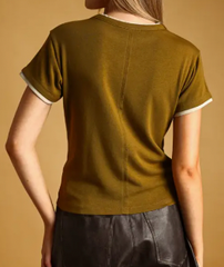 Doubled Up Basic Tee (Olive/Beige)