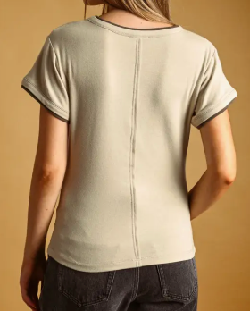 Doubled Up Basic Tee (Tan/Espresso)
